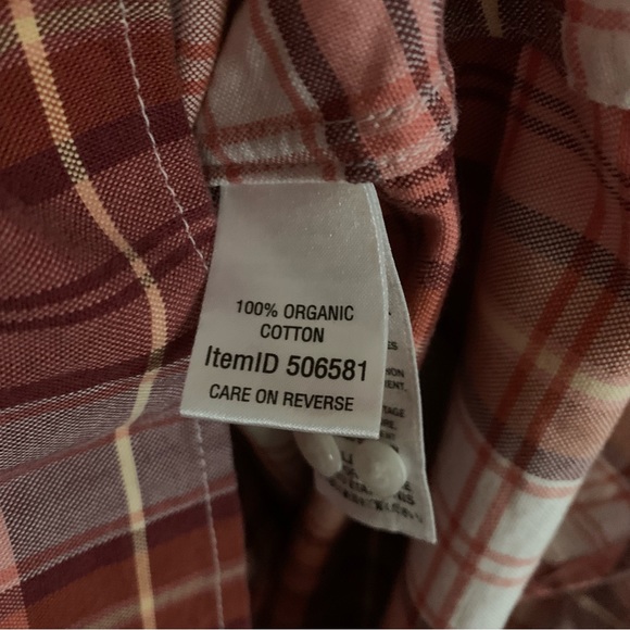 LL Bean Organic Cotton Pink Plaid Button Down - Picture 4 of 6